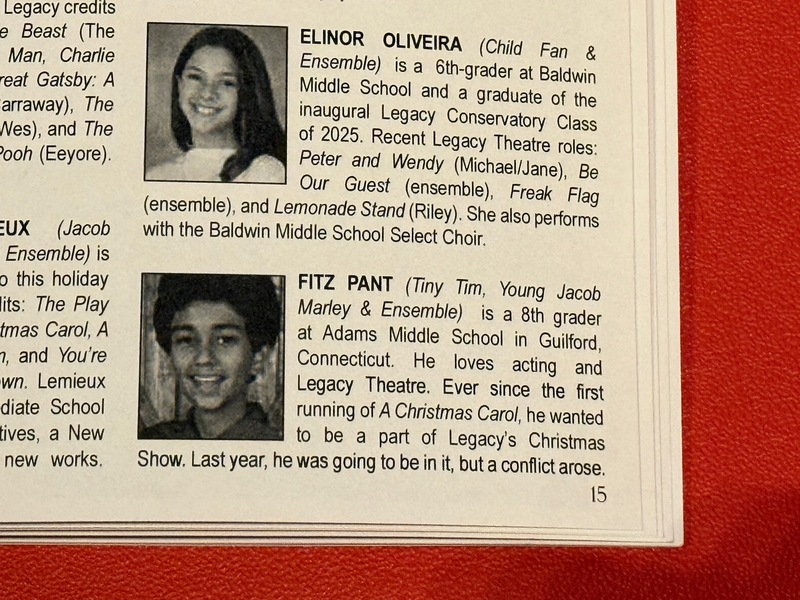 Fitz's headshot and bio in the program