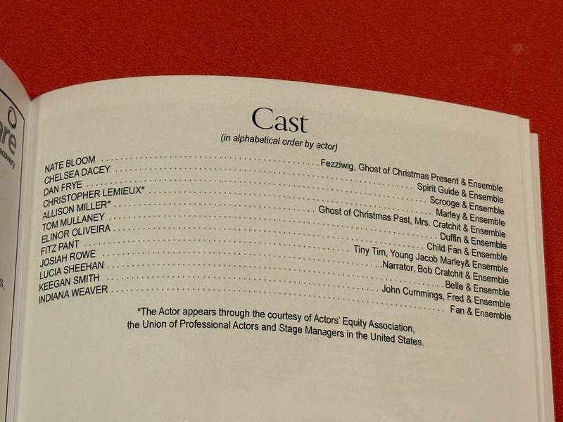 The cast list from the program